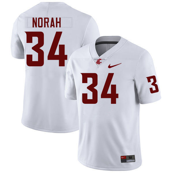 Men #34 Cole Norah Washington State Cougars College Football Jerseys Stitched-White